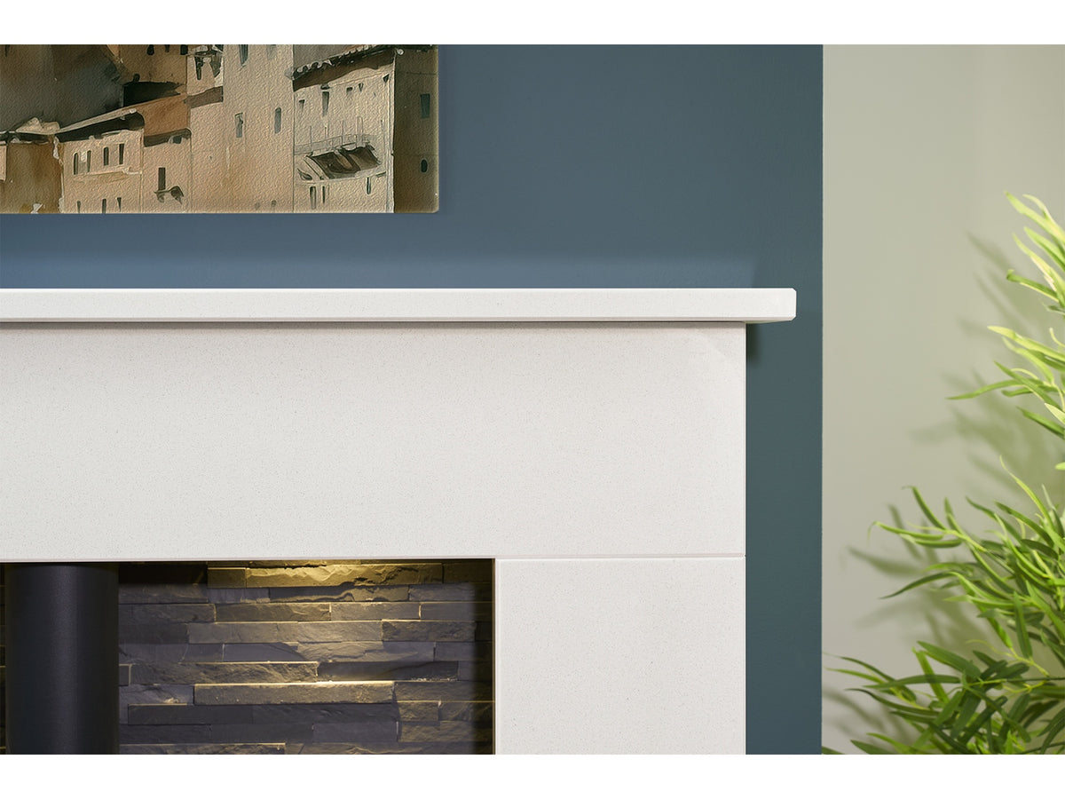 Acantha Toledo Perola Marble Fireplace with OKO S1 Bio Ethanol Stove in Charcoal Grey & Downlights, 54 Inch – view 6
