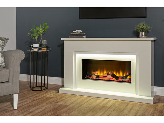 Acantha Arona White Marble Electric Fireplace Suite, 54 Inch – view 1