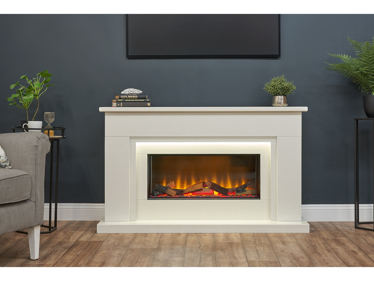 Acantha Arona White Marble Electric Fireplace Suite, 54 Inch – view 8