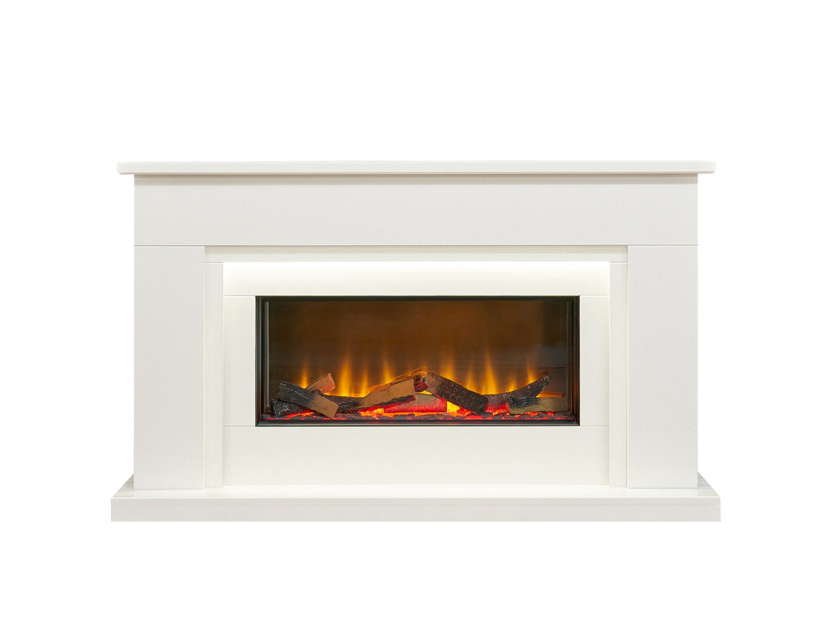 Acantha Arona White Marble Electric Fireplace Suite, 54 Inch – view 2