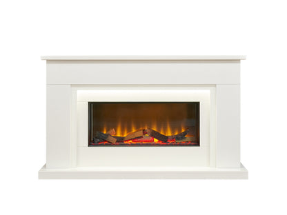 Acantha Arona White Marble Electric Fireplace Suite, 54 Inch – view 2