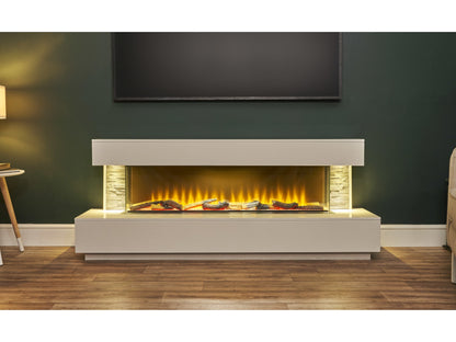 Acantha Aspen White Marble & Slate Fireplace Suite with Downlights, 69 Inch – view 2