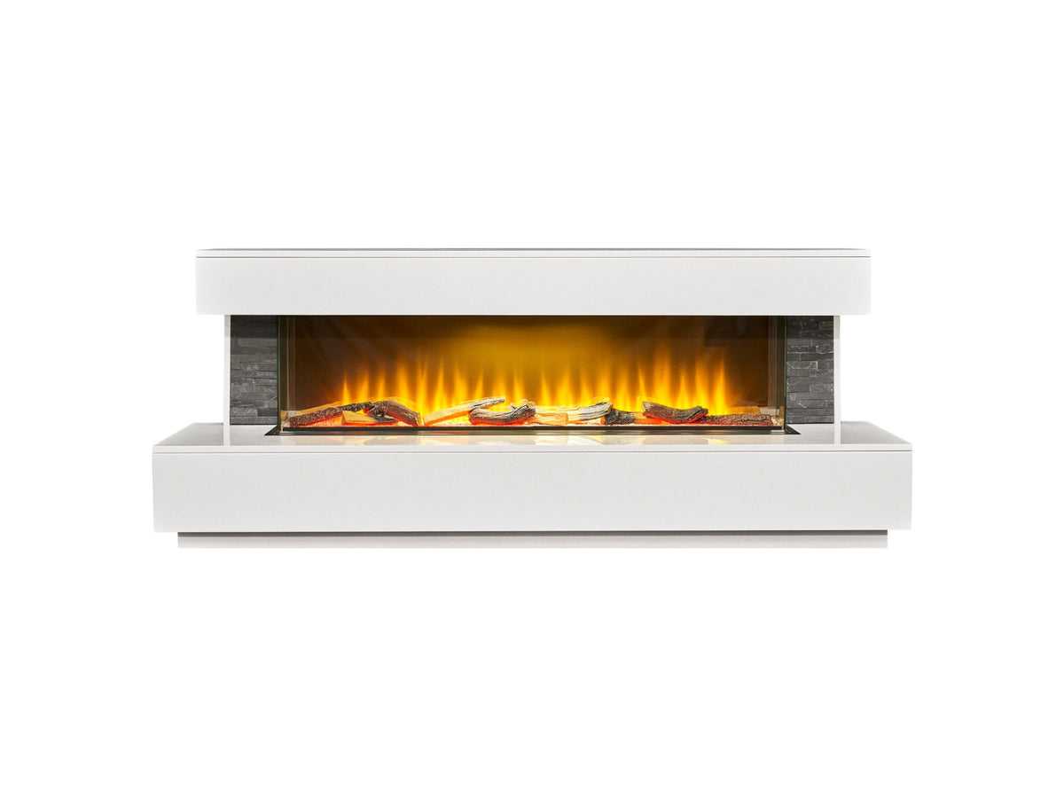 Acantha Aspen White Marble & Slate Fireplace Suite with Downlights, 69 Inch – view 3