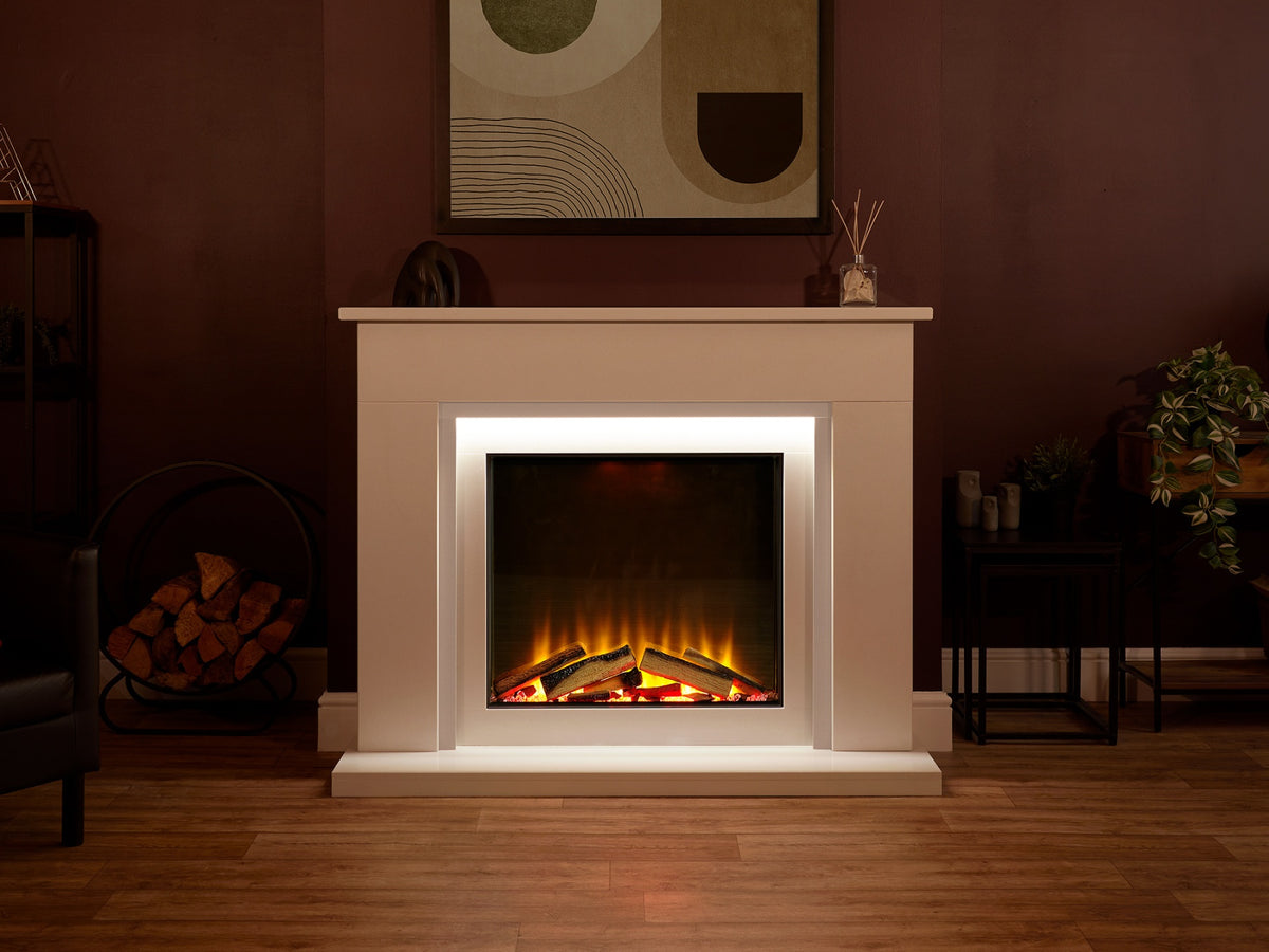 Acantha Milano White Marble Electric Fireplace Suite, 54 Inch – view 13