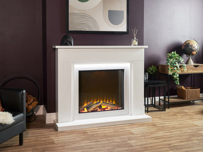 Acantha Milano White Marble Electric Fireplace Suite, 54 Inch – view 2