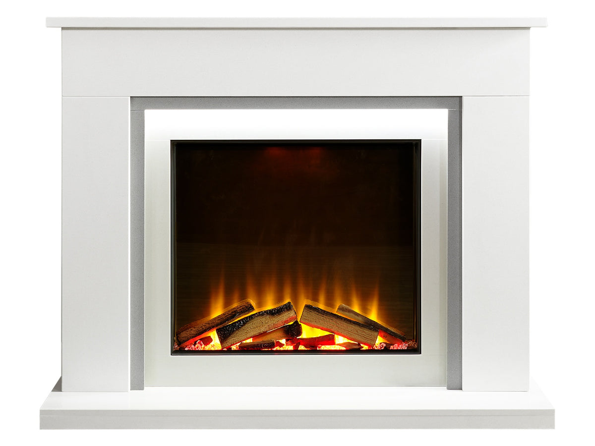 Acantha Milano White & Sparkly Grey Marble Electric Fireplace Suite, 54 Inch – view 1