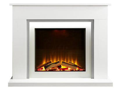 Acantha Milano White & Sparkly Grey Marble Electric Fireplace Suite, 54 Inch – view 1