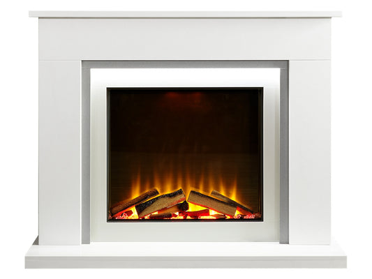 Acantha Milano White & Sparkly Grey Marble Electric Fireplace Suite, 54 Inch – view 1