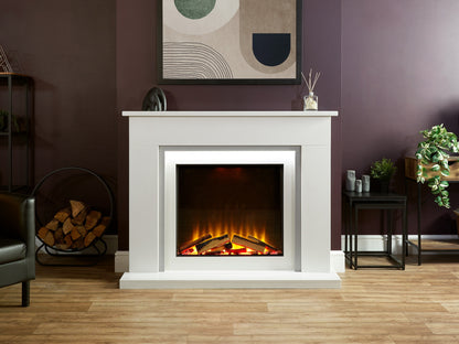 Acantha Milano White & Sparkly Grey Marble Electric Fireplace Suite, 54 Inch – view 11