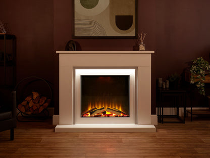 Acantha Milano White & Sparkly Grey Marble Electric Fireplace Suite, 54 Inch – view 13
