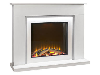 Acantha Milano White & Sparkly Grey Marble Electric Fireplace Suite, 54 Inch – view 10