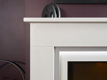 Acantha Milano White & Sparkly Grey Marble Electric Fireplace Suite, 54 Inch – view 8
