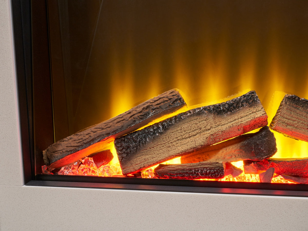 Acantha Milano White & Sparkly Grey Marble Electric Fireplace Suite, 54 Inch – view 4