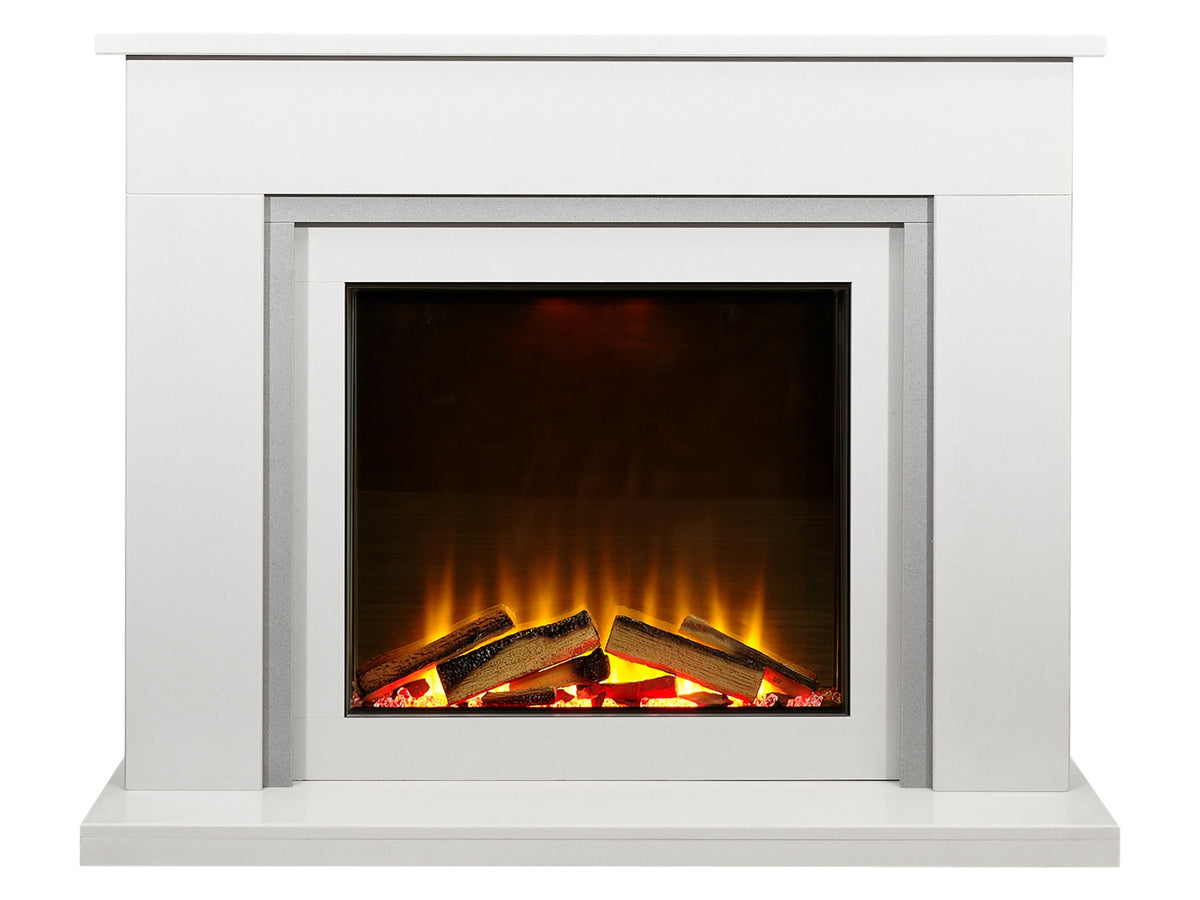 Acantha Milano White & Sparkly Grey Marble Electric Fireplace Suite, 54 Inch – view 12