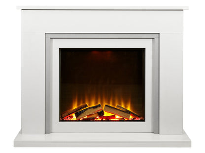 Acantha Milano White & Sparkly Grey Marble Electric Fireplace Suite, 54 Inch – view 12