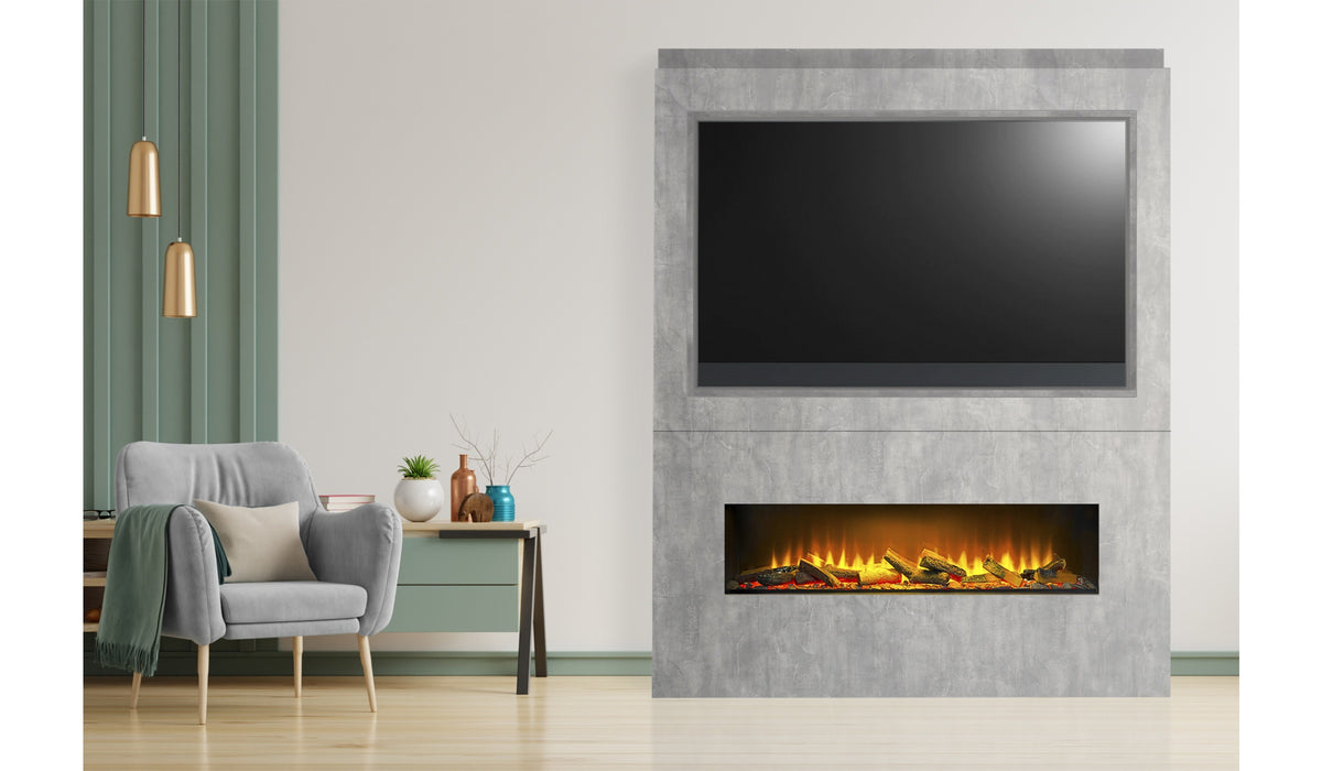 Acantha Nexus Pre-Built Concrete Effect Media Wall with TV Recess - supplier product view 1
