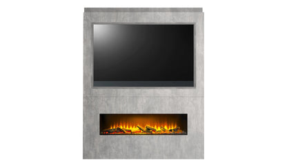 Acantha Nexus Pre-Built Concrete Effect Fully Inset Media Wall with TV Recess - supplier product view 4