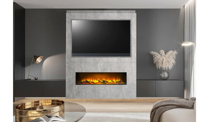 Acantha Nexus Pre-Built Concrete Effect Fully Inset Media Wall with TV Recess - supplier product view 2