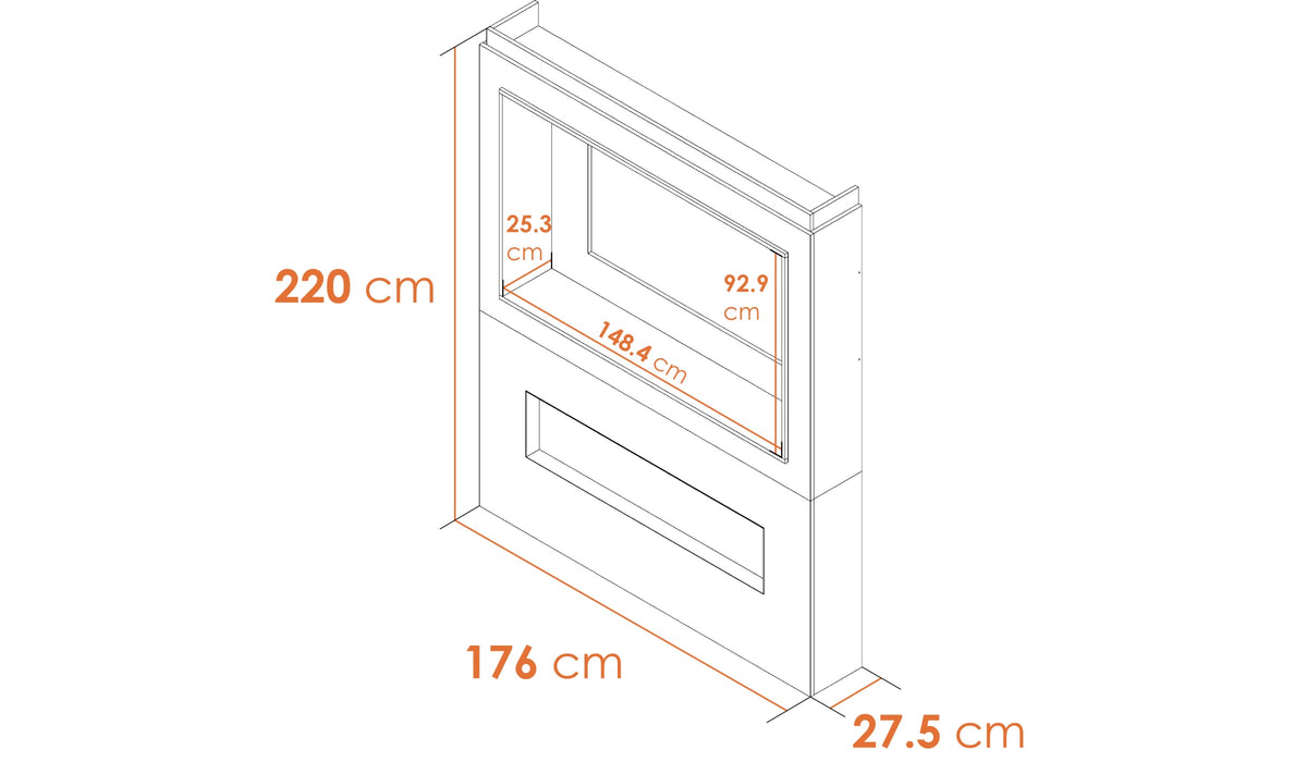 Acantha Nexus Pre-Built Concrete Effect Fully Inset Media Wall with TV Recess - supplier product view 7