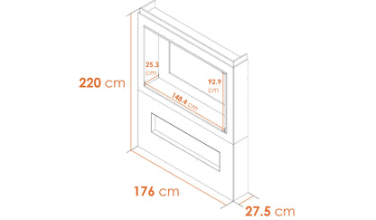 Acantha Nexus Pre-Built Concrete Effect Fully Inset Media Wall with TV Recess - supplier product view 7