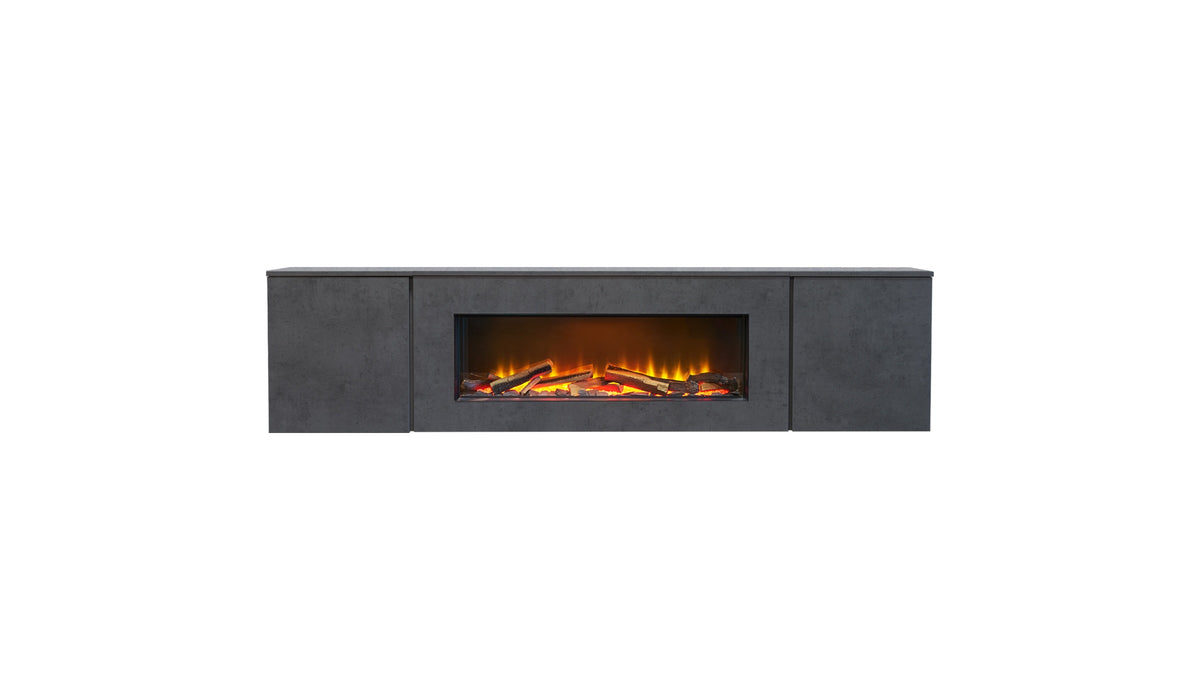 Acantha Orion Electric Floating Media Wall Suite in Slate Effect, 91 Inch - supplier product view 2