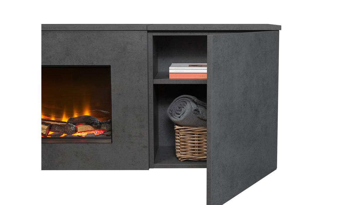Acantha Orion Electric Floating Media Wall Suite in Slate Effect, 91 Inch - supplier product view 3
