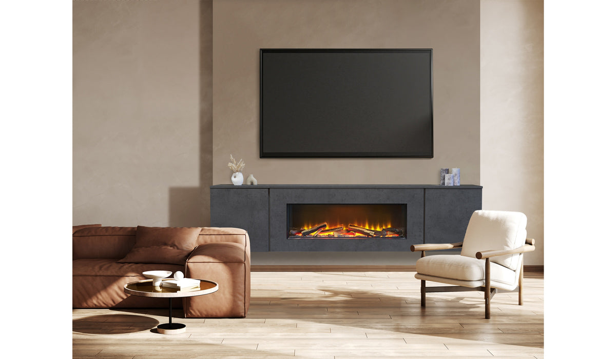 Acantha Orion Electric Floating Media Wall Suite in Slate Effect, 91 Inch - supplier product view 1