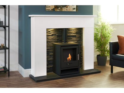 Acantha Toledo Perola Marble Fireplace with OKO S1 Bio Ethanol Stove in Charcoal Grey & Downlights, 54 Inch – view 2