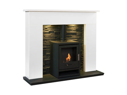 Acantha Toledo Perola Marble Fireplace with OKO S1 Bio Ethanol Stove in Charcoal Grey & Downlights, 54 Inch – view 4