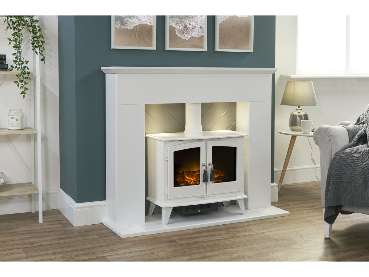 adam corinth stove fireplace - view