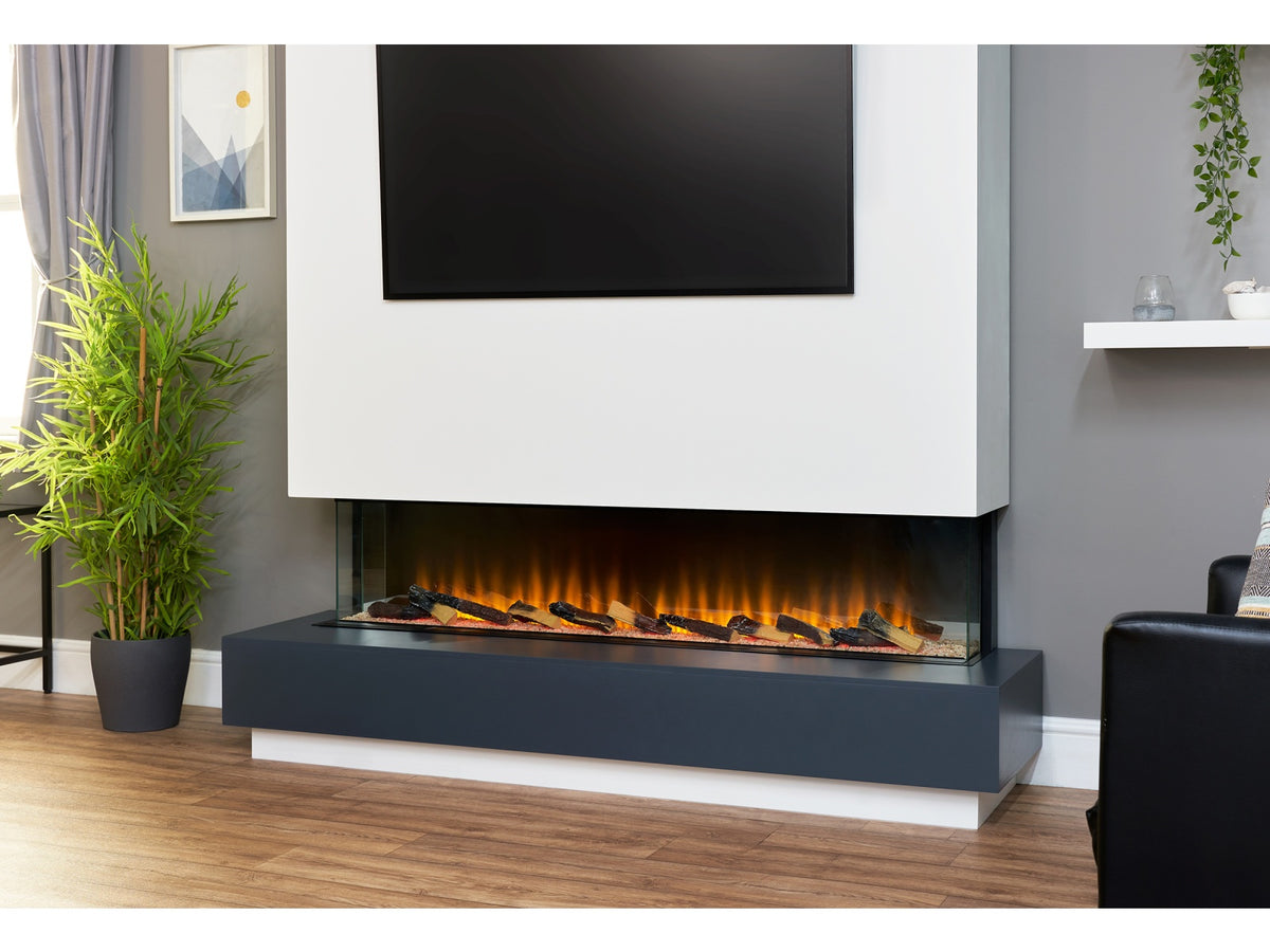 adam sahara panoramic media wall electric fire 61 inch - view
