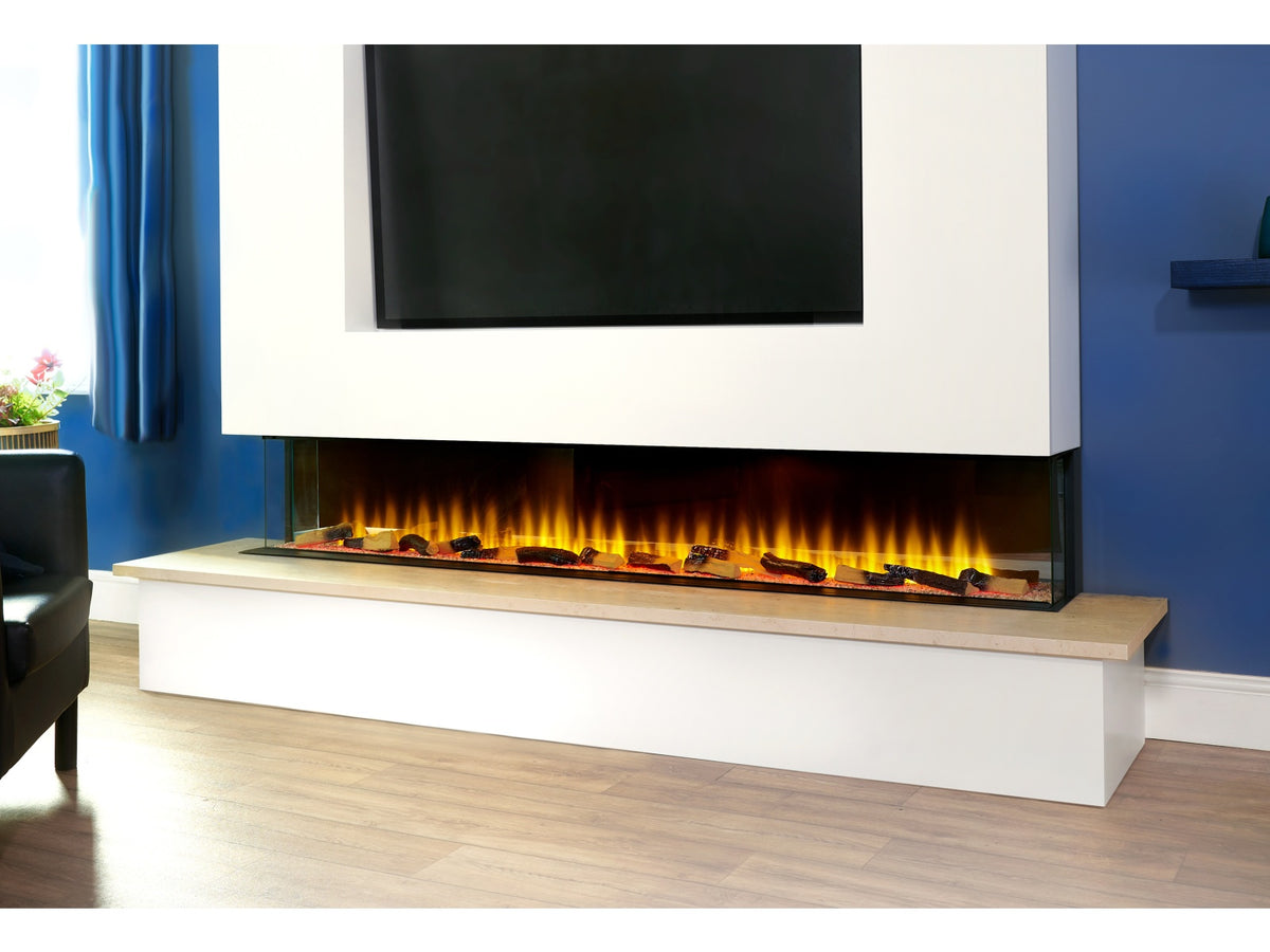 adam sahara panoramic media wall electric fire 81 inch - view