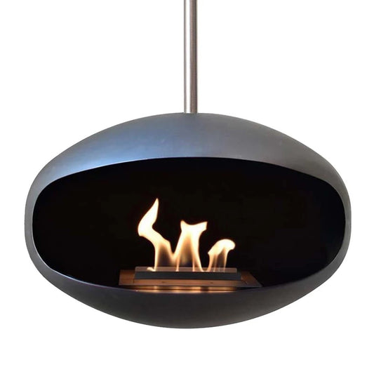 Cocoon Aeris Black Bioethanol Fireplace with Steel Mount