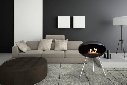 Cocoon Terra Black Bioethanol Fireplace shown in a room setting