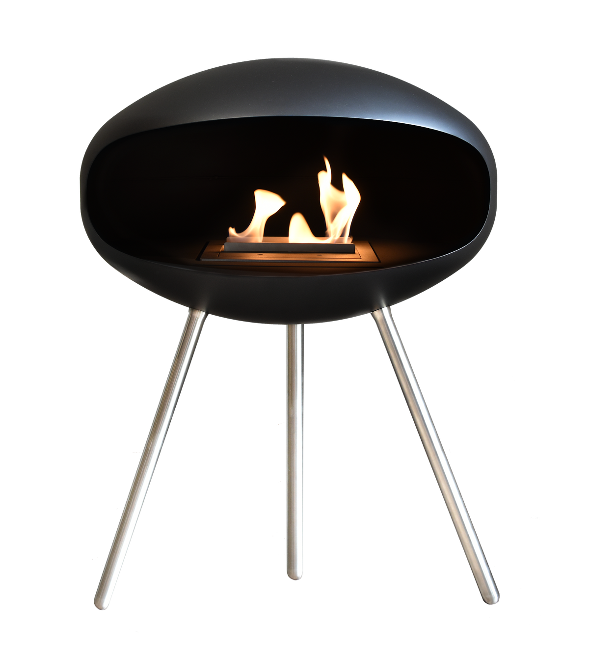 Cocoon Terra Black Bioethanol Fireplace shown in a room setting