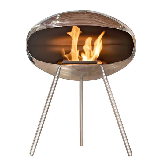 Cocoon Terra Polished Steel Bioethanol Fireplace with Steel Legs - supplied product configuration