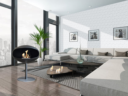 Cocoon Pedestal Black Bioethanol Fireplace shown in a room setting