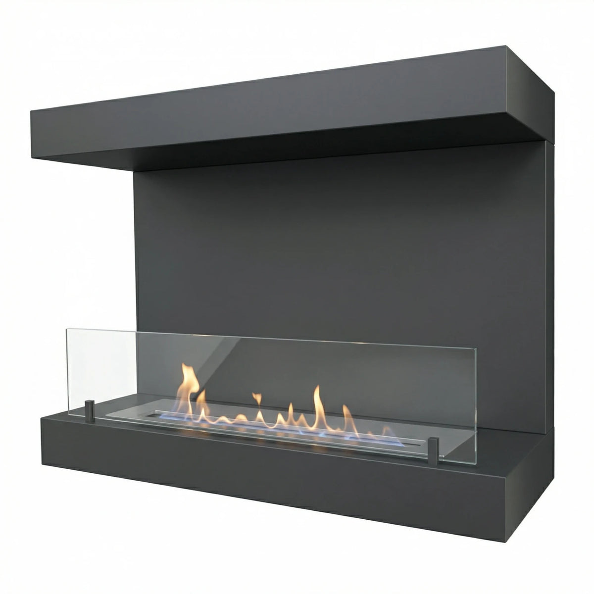 ScandiFlames Dakota Black 3-Sided Wall-Mounted Bioethanol Fireplace detail view
