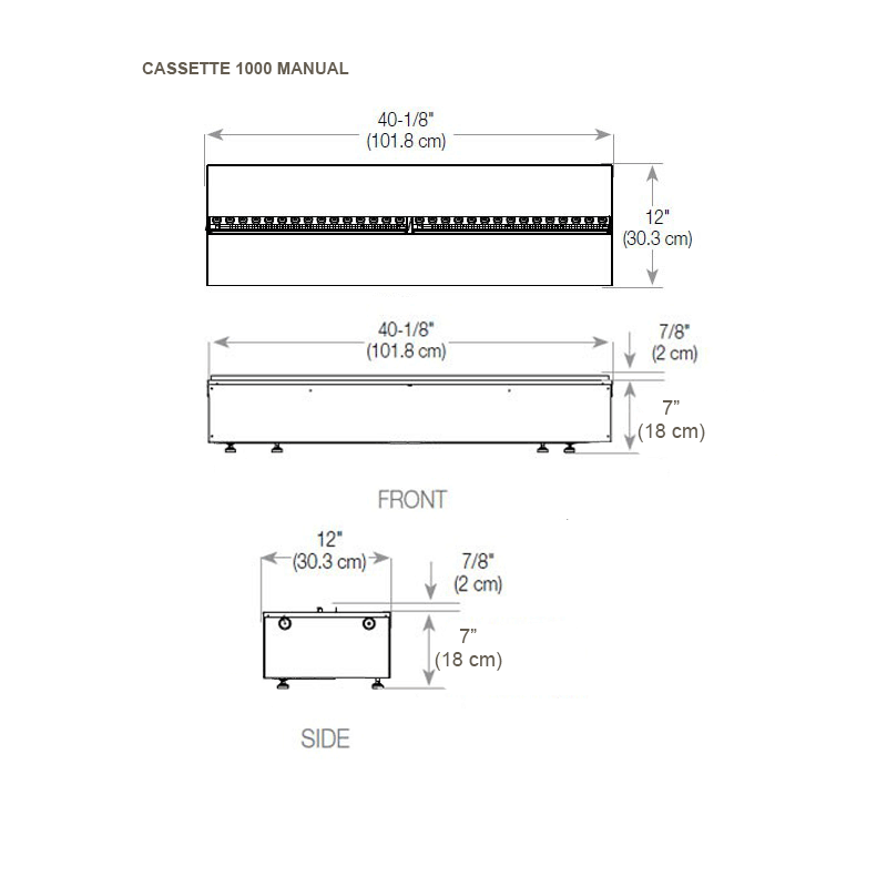 FOCO Myst Corner Left 1200 Water Vapour Fireplace - technical drawing