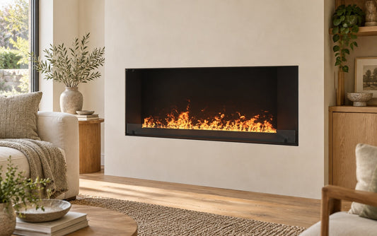 FOCO Myst one 1200 water vapour fireplace in a contemporary home setting