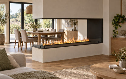 FOCO Myst room divider 1200 water vapour fireplace in a contemporary home setting