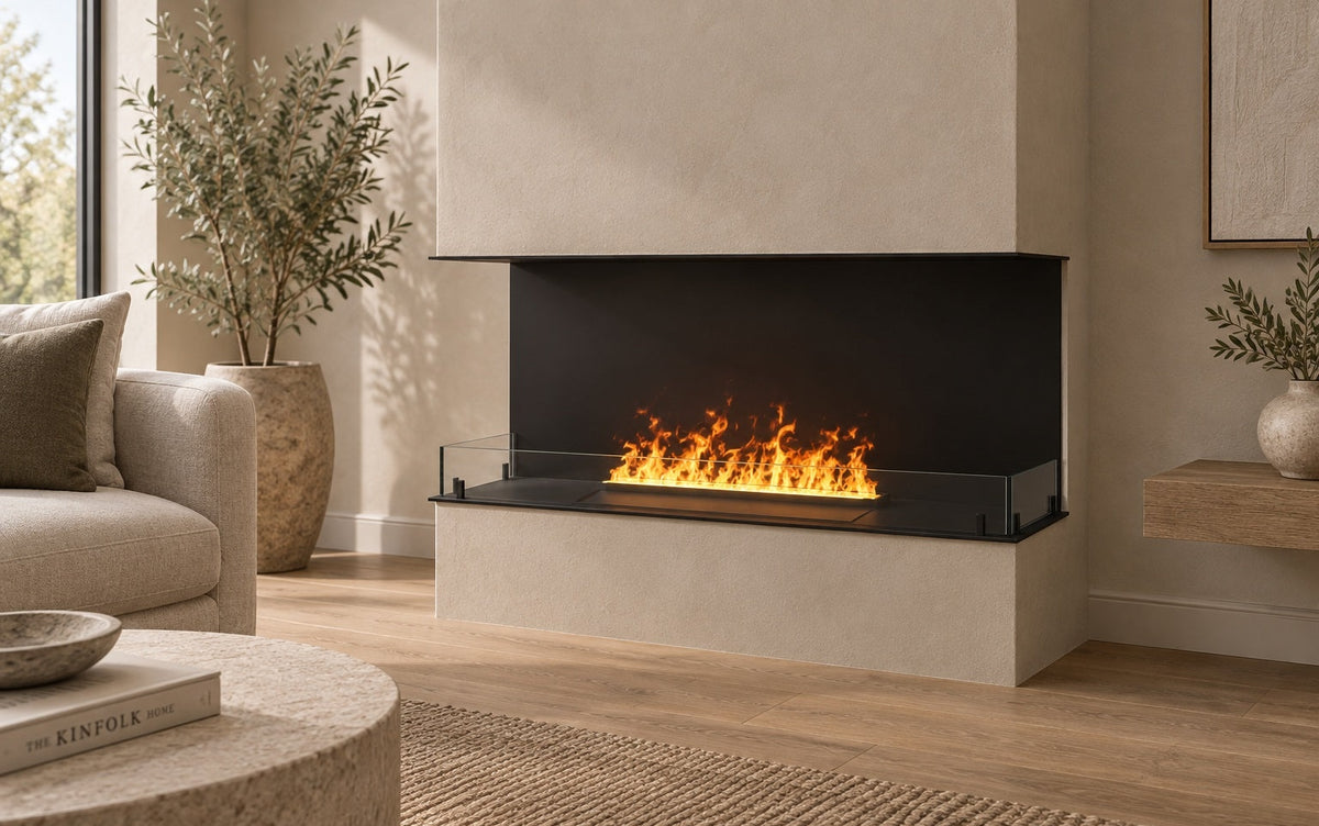 FOCO Myst three 1000 water vapour fireplace in a contemporary home setting