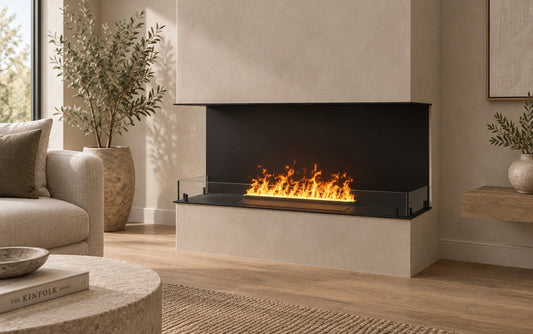 FOCO Myst three 1000 water vapour fireplace in a contemporary home setting