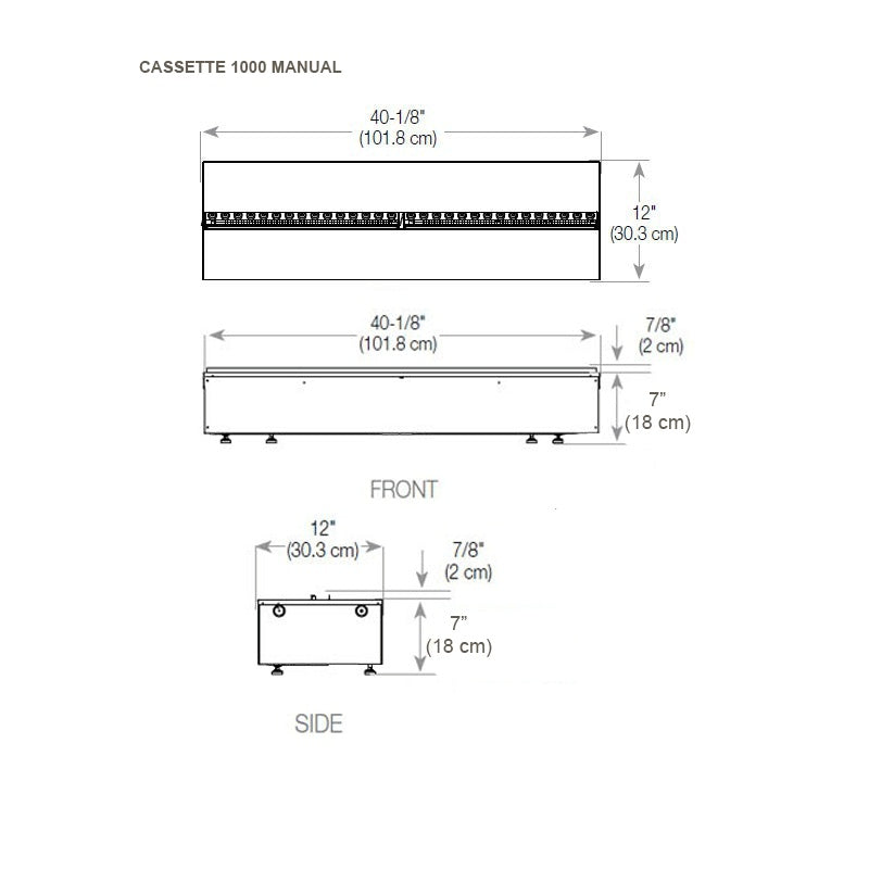 FOCO Myst Free 1200 Water Vapour Fireplace - technical drawing