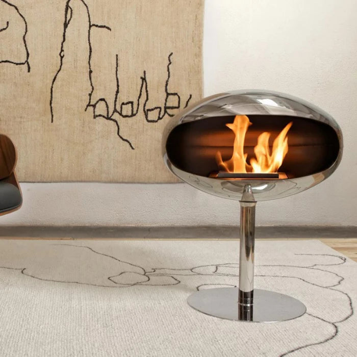 Cocoon Pedestal Polished Steel Bioethanol Fireplace - view 3