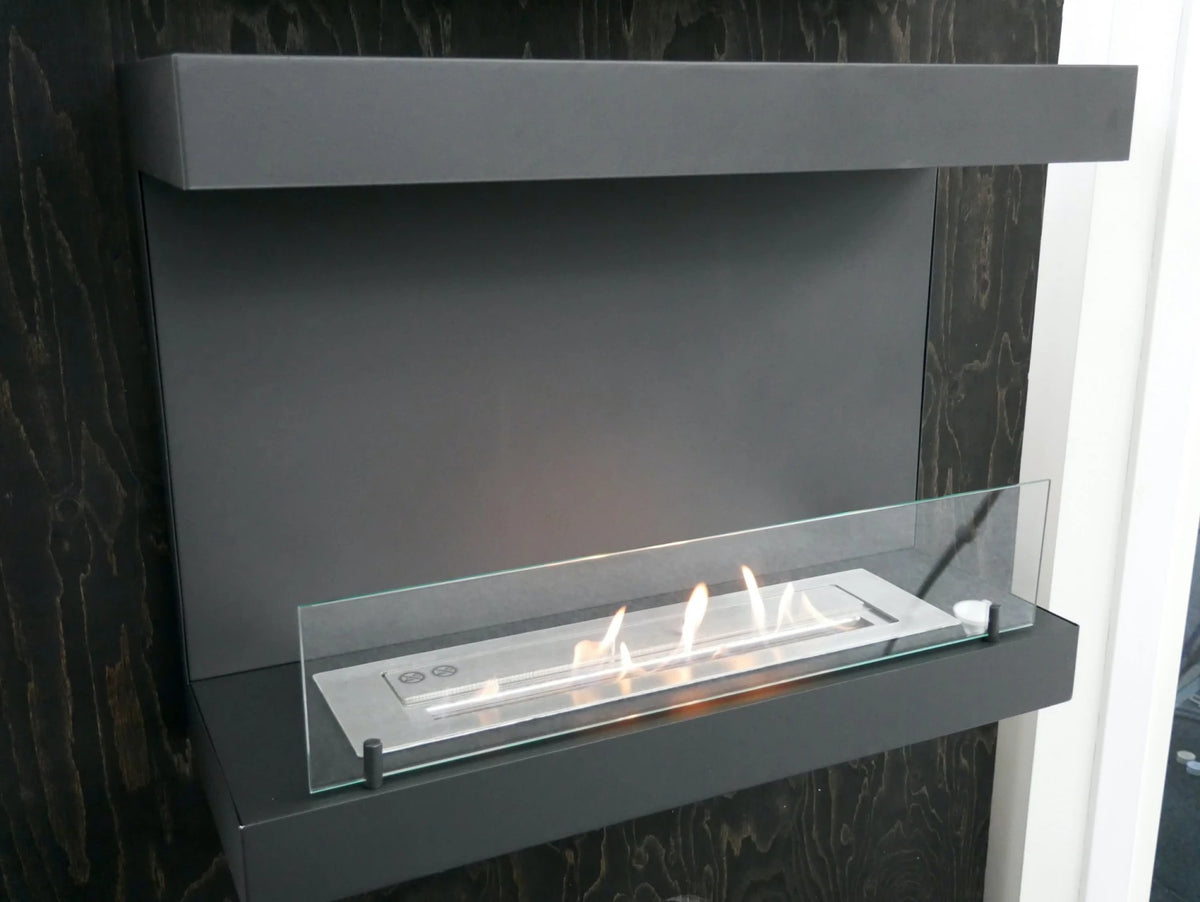 ScandiFlames Dakota Black 3-Sided Wall-Mounted Bioethanol Fireplace detail view