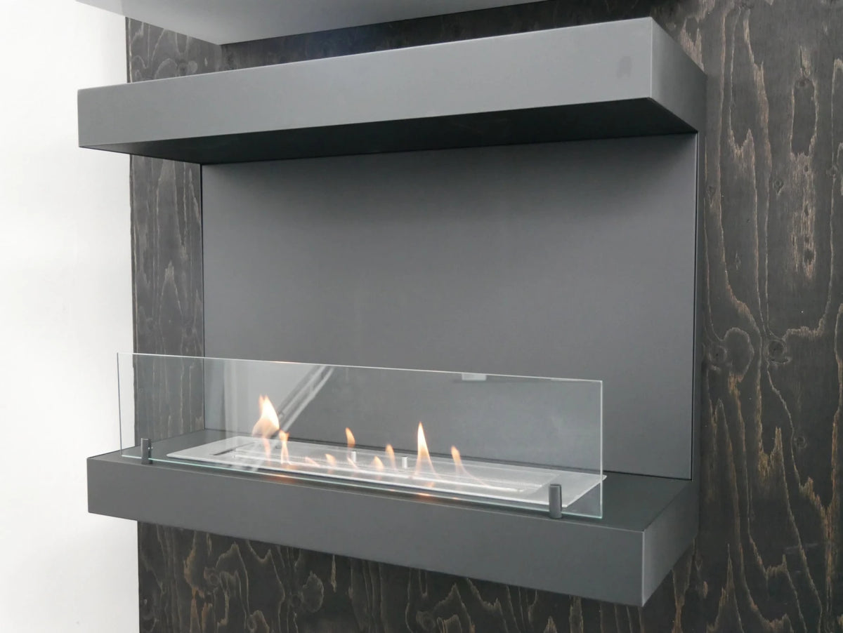 ScandiFlames Dakota Black 3-Sided Wall-Mounted Bioethanol Fireplace detail view